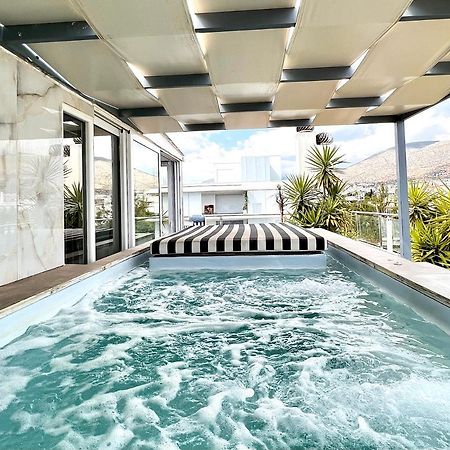 Citycenter Penthouse Mini Private Pool With Hydromassage And Great Town View Atina Dış mekan fotoğraf